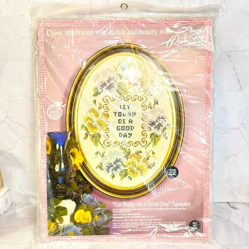 NOS Vtg Paragon Needlecraft Cross Stitch #0266 Let Today Be a Good Day Sampler